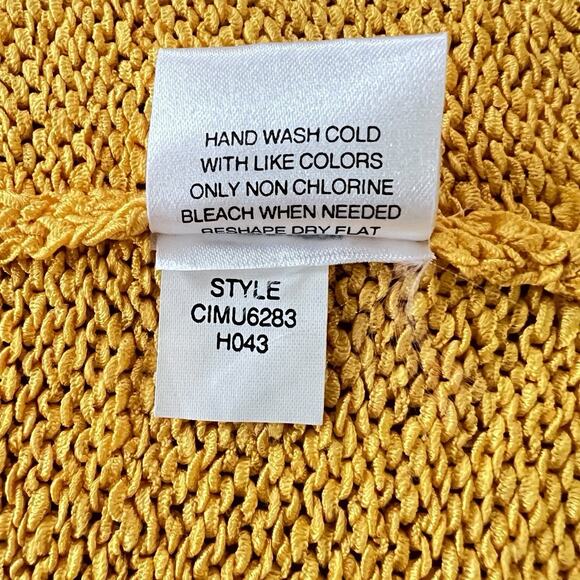 Sigrid Olsen Top Size Medium Silk Blend Knit Sweater Sleeveless Cowl Neck Yellow - Picture 8 of 9